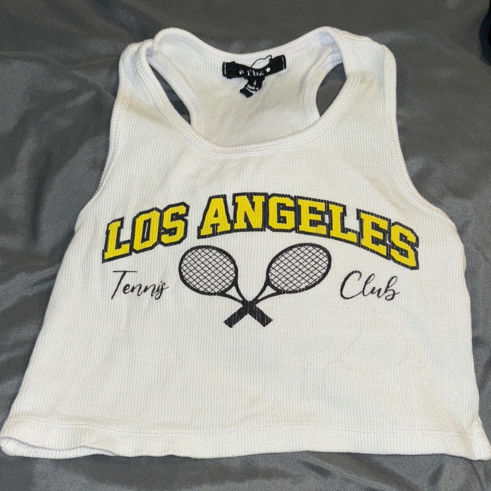 Flowers by Zoe FBZ girls LA Tennis Club White Tank Top. Size 4.